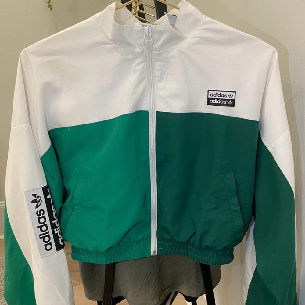 Adidas Two-Tone Green and White Tracksuit